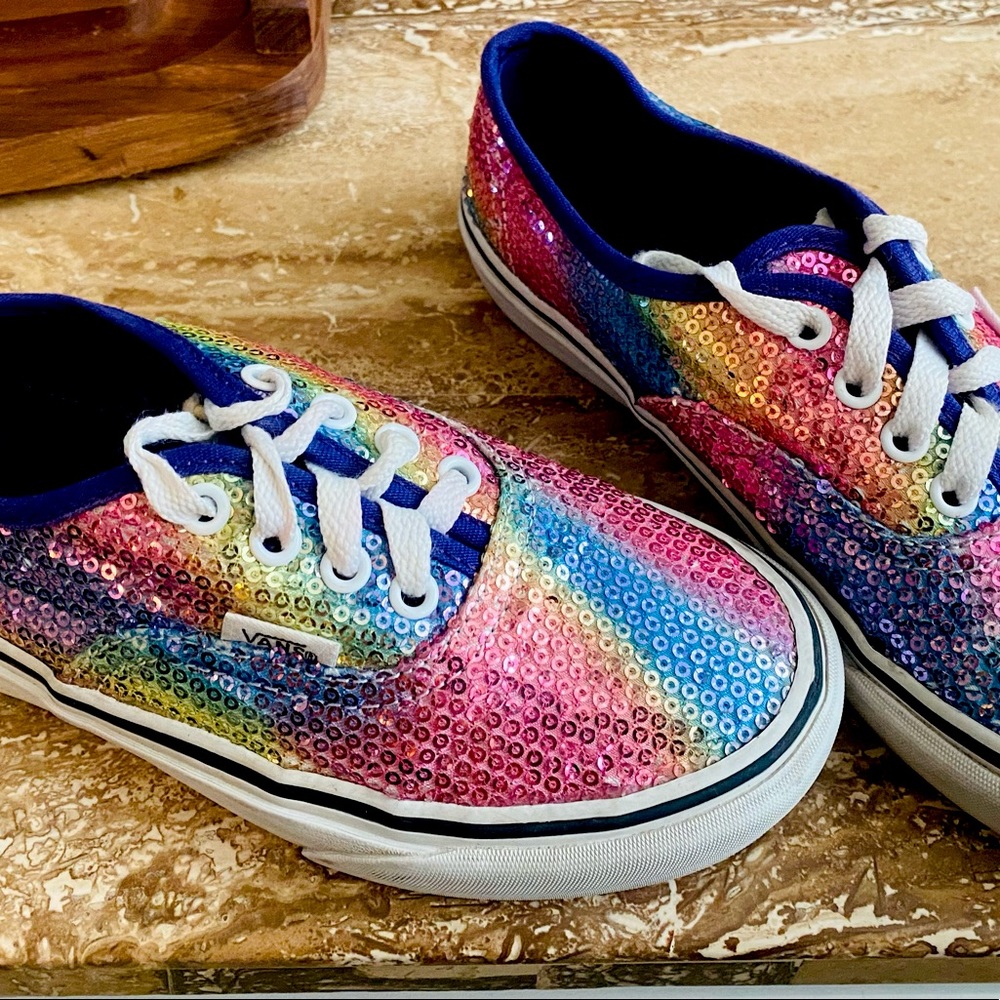 Girls rainbow sequin Vans size 2